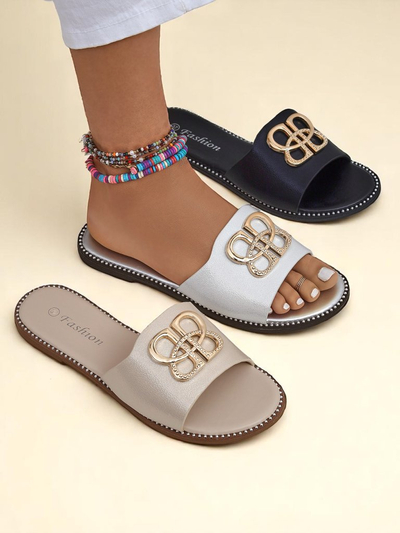 Royalfashion Women's Flat Sole Flip Flops Aura Gold