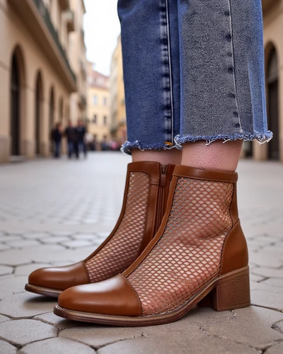 Royalfashion Women's perforated ankle boots on a low heel Rowices
