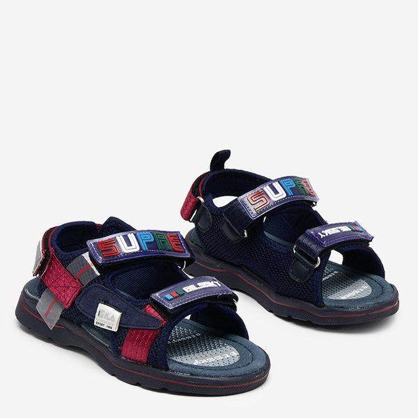 Navy blue children's sandals with patches Netiks - Footwear