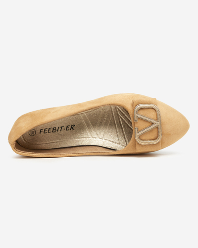 Women's beige ballerinas with an ornament on the toe Cavo - Footwear