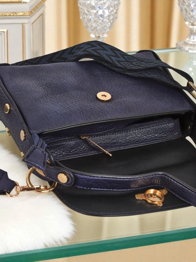 Melia Cielo Women's Handbag – Navy Blue Eco Leather with Bee Motif