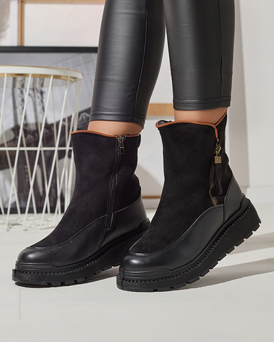 Black women's flat-heeled boots Mefina- Footwear