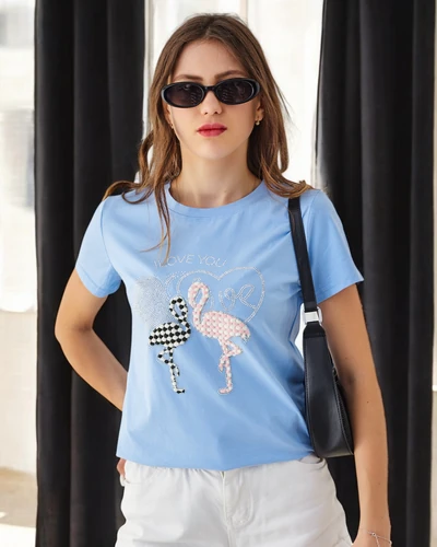 Royalfashion Naiste Puuvillane T-särk Flaming Love
