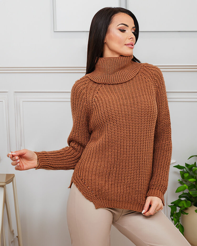 Royalfashion Camel naiste turtleneck kampsun