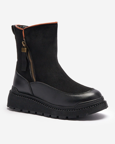 Black women's flat-heeled boots Mefina- Footwear