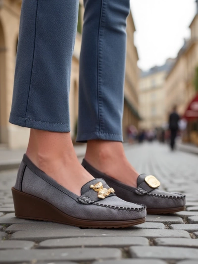 Royalfashion Women's moccasins on a low wedge Mollan