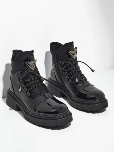 Eco-leather laced women's ankle boots Elisse