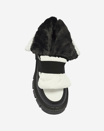 Женские сноубутсы на плоской подошве черно-белого цвета Ferory- Footwear