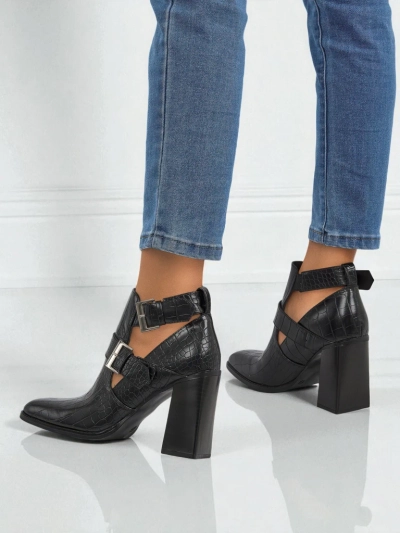 Embossed women's ankle boots on a block heel Burnt Halo