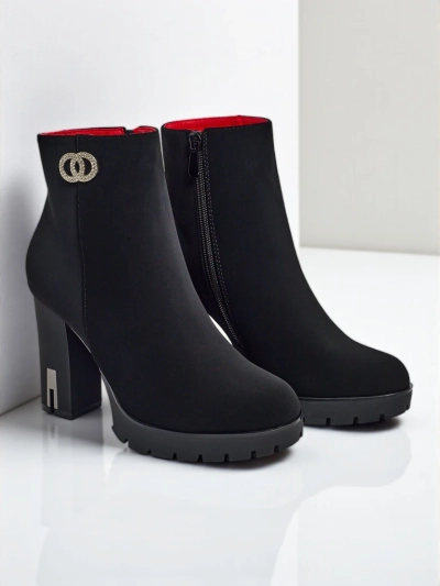 Women's ankle boots made of matte eco-leather on a block heel Olivane