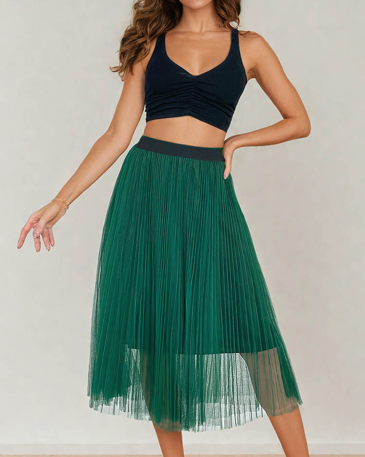 Royalfashion Women's double-layered midi skirt