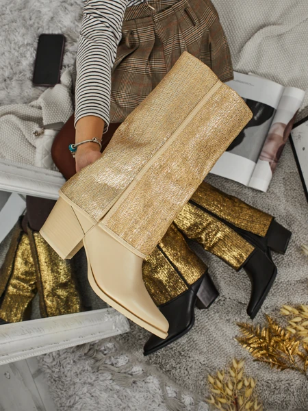 Women's Eco-Leather Heeled Ankle Boots with Decorative Upper Virelia