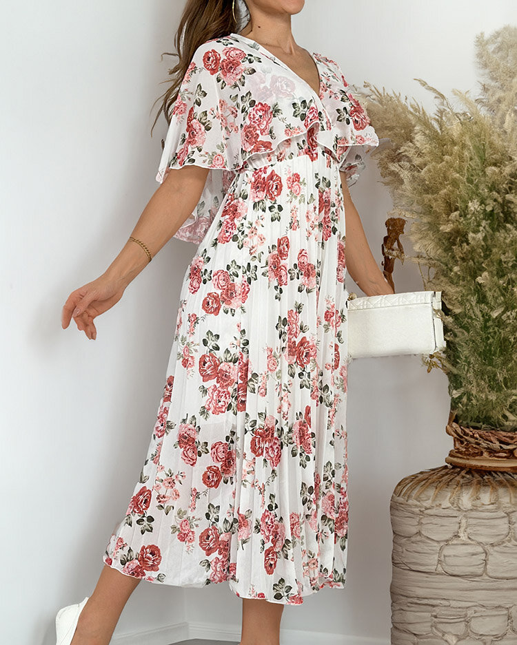 Royalfashion Naiste plisseeritud lilleline midi-kleit