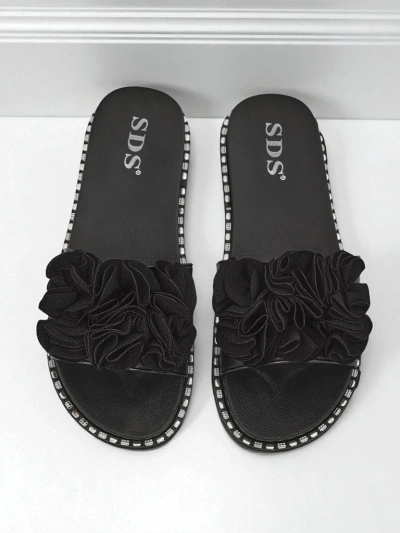 Royalfashion Women's flat sole slides Flora Verde