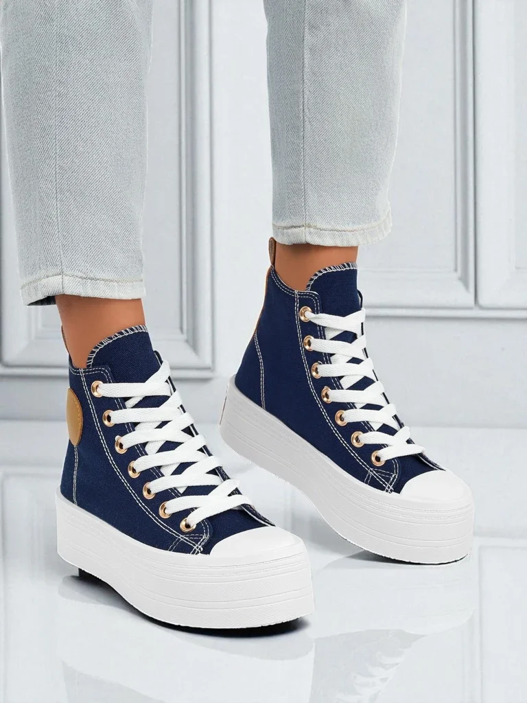 Adelina Capri Navy Blue Women's Sneakers on a Flat 4.5cm Platform