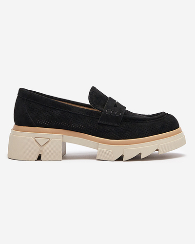 Черные женские ажурные мокасины на сплошной подошве Ejina - Обувь