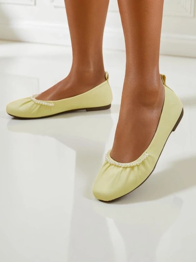 Aurelia Bella Women's Ballet Flats in Yellow Eco Leather