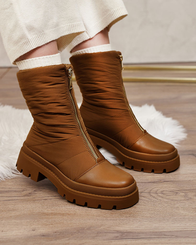 Royalfashion Naiste Tainve lamedate kontsadega saapad kaameli värvi