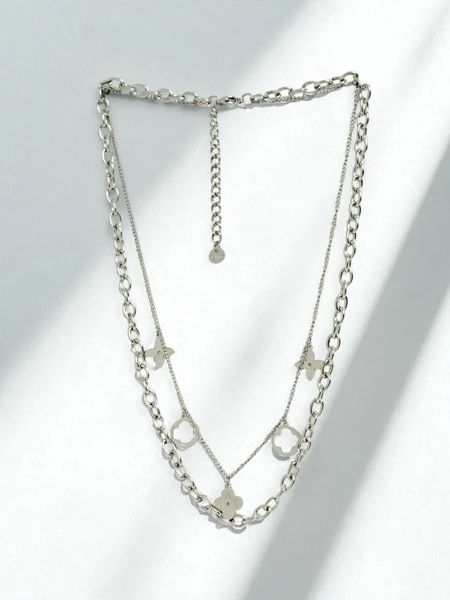 Серебряное колье Florentia Stella – двойная цепочка, модное
