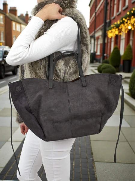 Naiste shopper-tüüpi käekott, öko-seemisnahast, komplektis väiksem öko-nahast käekott 2in1 Elinea