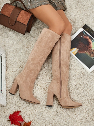 Naiste öko-seemisnahast plokk-kontsaga saapad Feravi