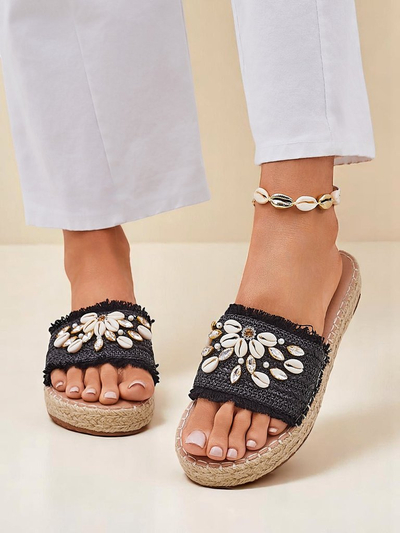 Royalfashion Helena Decor naiste sandaalid mustad espadrillid merekarbikestega