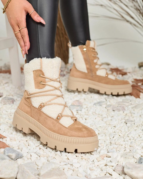 Royalfashion Beežid naiste trappersaapad lambanahaga Getatsa