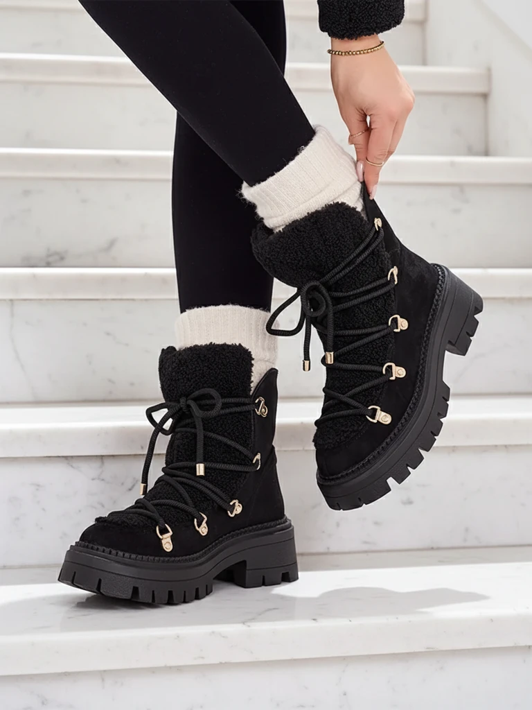 Royalfashion Lozin lace-up women's snow boots