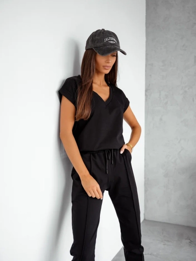 Royalfashion Женский хлопковый повседневный комплект с короткими рукавами