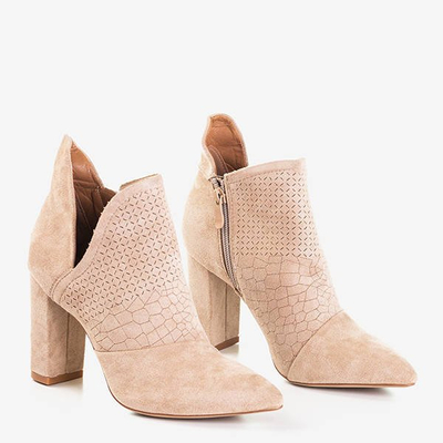 Light brown women's ankle boots on a higher post with a Fimoli cut - Footwear
