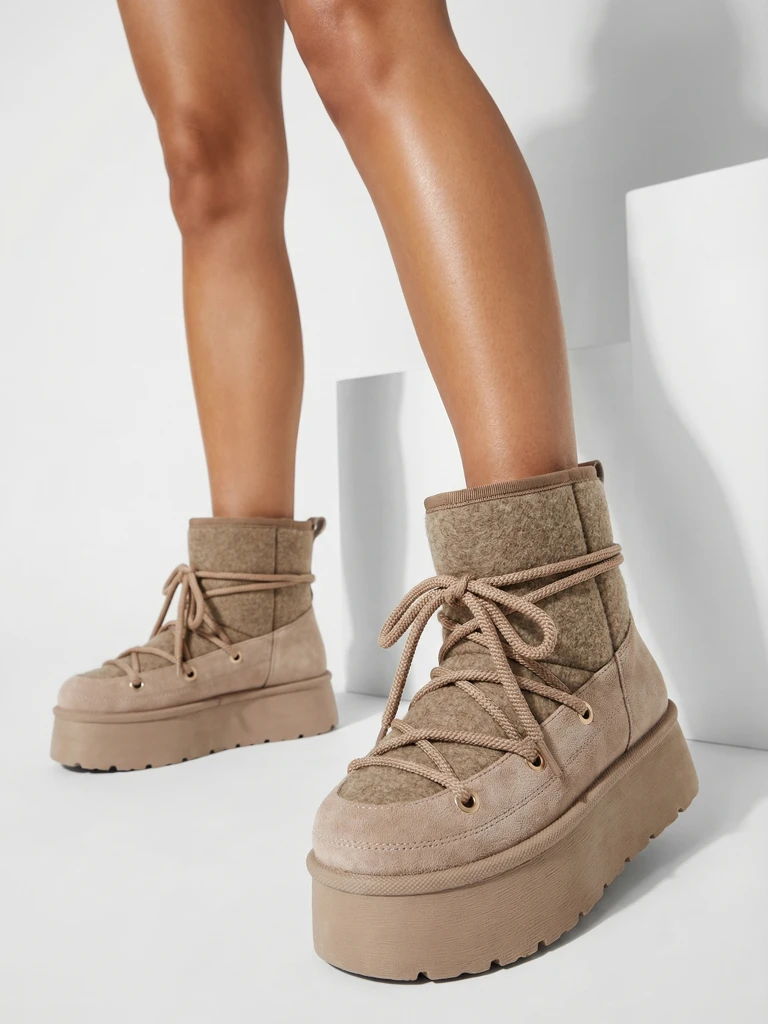 Royalfashion Women's lace-up Filori snow boots