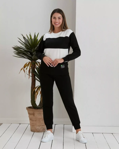 Royalfashion Must naiste triibuline dressipluusikomplekt