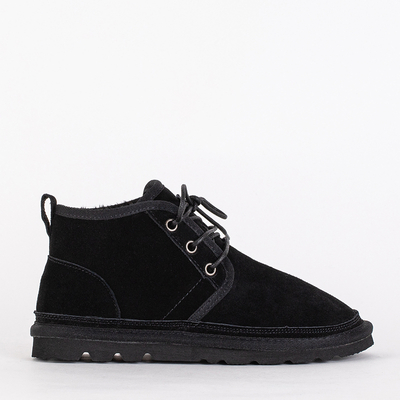 Black children's short lace-up snow boots Tibilis- Footwear