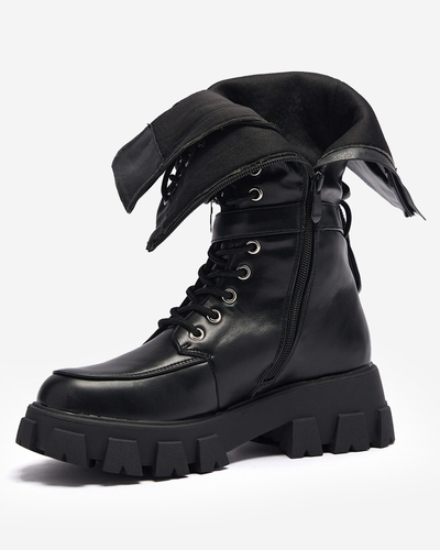 Black worker boots with decorative sachets on the uppers Sello- Footwear