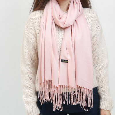 Pink Women's Large Scarf with Tassels - Accessories