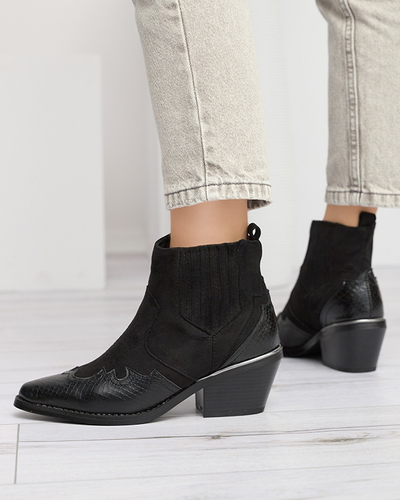 Mustad öko seemisnahast kauboisaapad madalal postil Zirras - Jalatsid