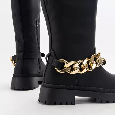 OUTLET Women's black knee-high boots Filusio - Footwear