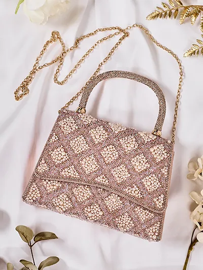 Royalfashion Väike naiste käekott tsirkoonide ja pärlitega