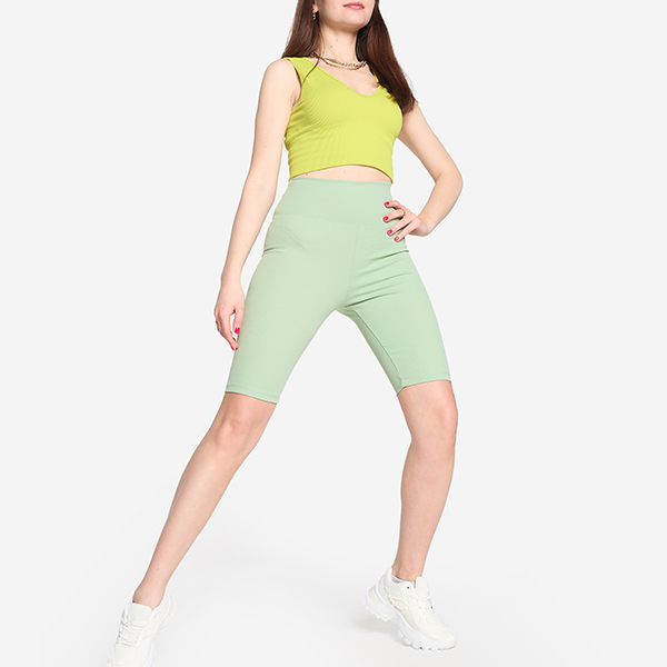Light green women's cycling leggings - Clothing