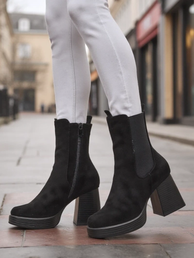 Royalfashion Women's ankle boots with a block heel Miezo