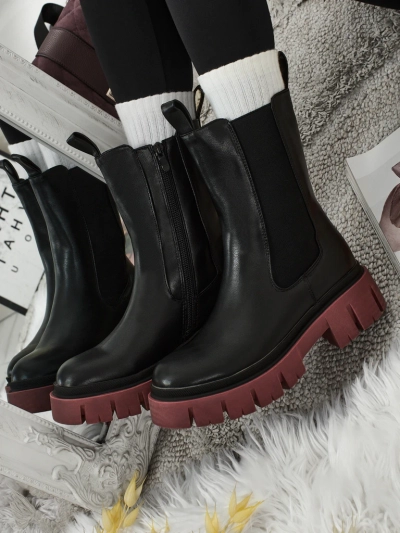 High eco-leather women's ankle boots with a colorful sole Dorvella