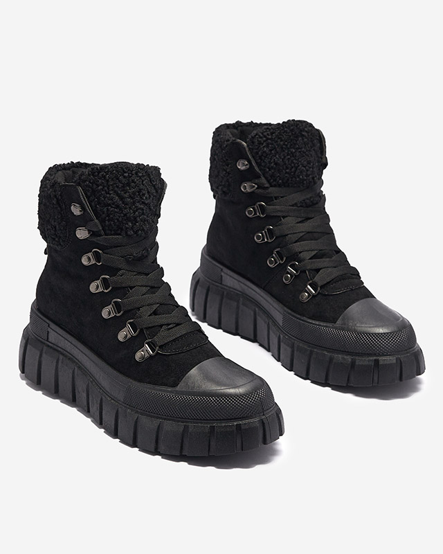 Женские ботинки Diana черные кожаные удобные на зиму