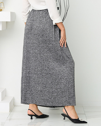 Ladies' pleated midi skirt with dark gray buttons - Footwear