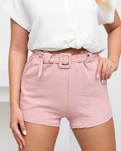 Light pink women's short shorts with pockets - Clothing
