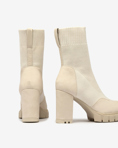 Royalfashion Cream Naiste kõrgema kontsaga Flexi Booties