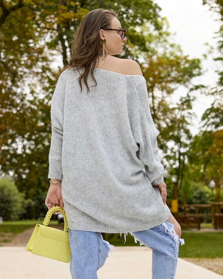Royalfashion Grey women's long oversize sweater