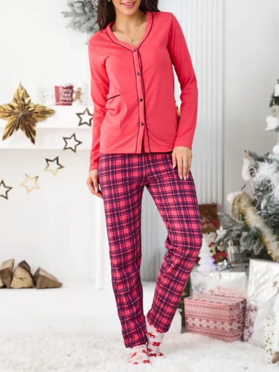 Royalfashion Cotton women's 2-piece checkered pajamas