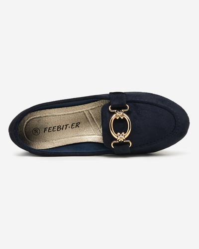 Eco-suede navy blue Brussi loafers - Footwear