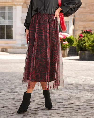 Royalfashion Mønstra kvinners midi-skjørt med tulle