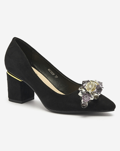 Black women's pumps with colorful crystals Xitas - Footwear